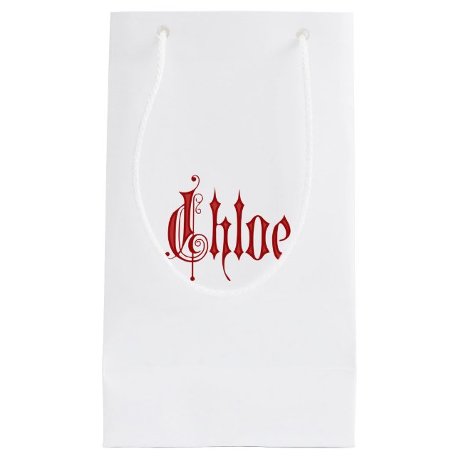 Personalised Blackletter Parchment Chloe Red Small Gift Bag (Front)