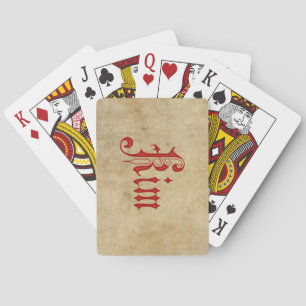 Personalised Blackletter Parchment Kim Red Playing Cards