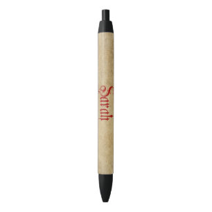 Personalised Blackletter Parchment Sarah Red Black Ink Pen