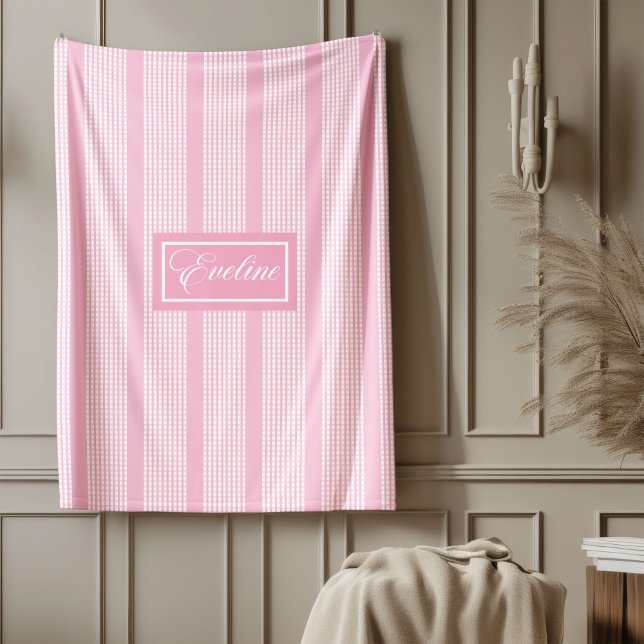 Personalised Blanket Classic Pink Plaid Accent (Personalized Blanket Classic Pink Plaid Accent)