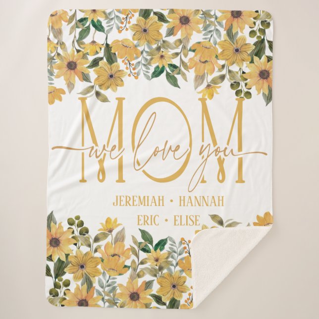 Personalised Blanket for Mum sunflowers (Front)