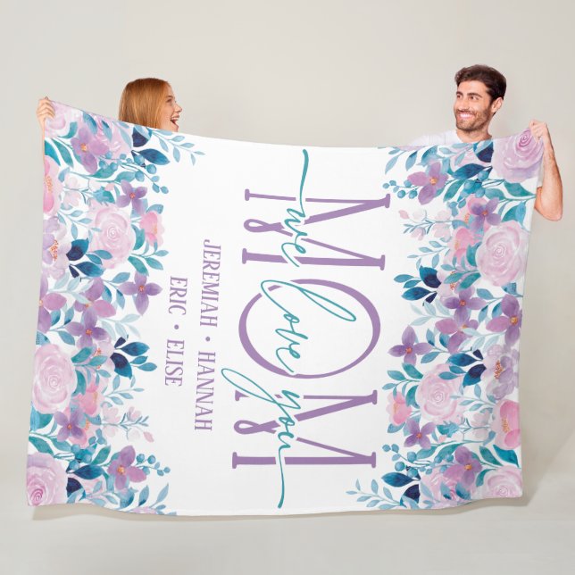 Personalised Blanket for Mum with Blush Flowers (In Situ)