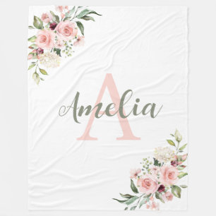 Personalised blanket name, initial and roses