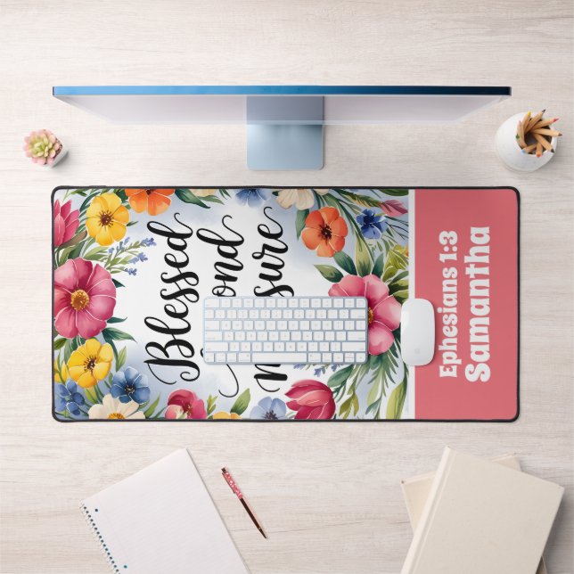 Personalised Blessed Beyond Measure Christian Desk Mat (Office 1)
