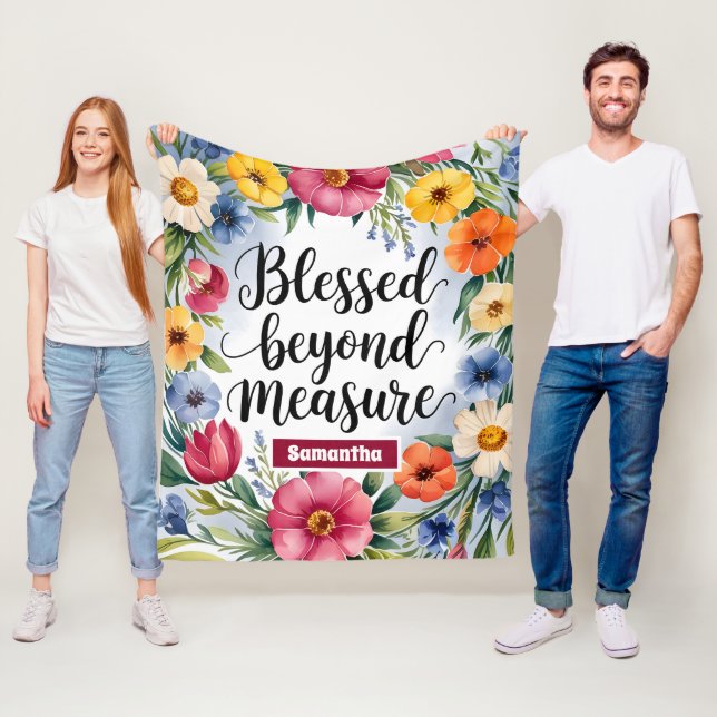 Personalised Blessed Beyond Measure Christian  Fleece Blanket (In Situ)