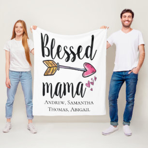 Personalised Blessed Mama Gift for Mum Fleece Blanket