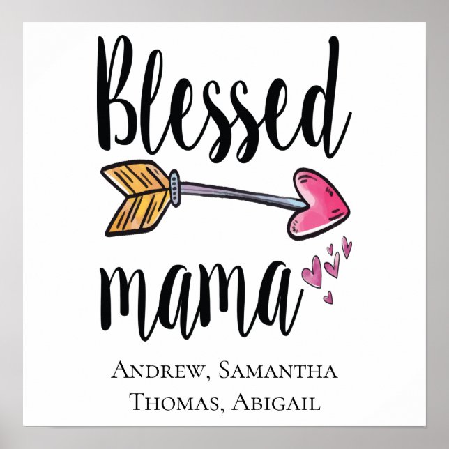 Personalised Blessed Mama Mother's Day Gift Poster (Front)