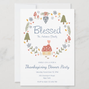 Personalised Blessed Thankful Dinner Party Invitation