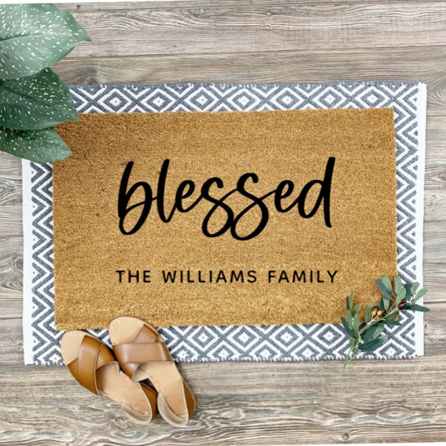 Personalised Blessed Welcome Mat Family Name (Creator Uploaded)