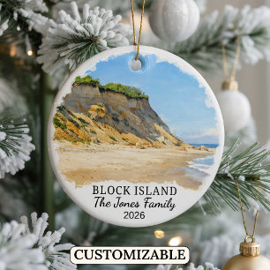 Personalised Block Island Ornament, Rhode Island Ceramic Ornament