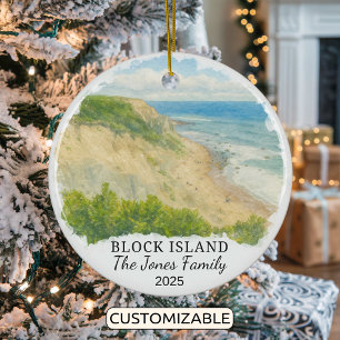 Personalised Block Island Ornament, Rhode Island Ceramic Ornament