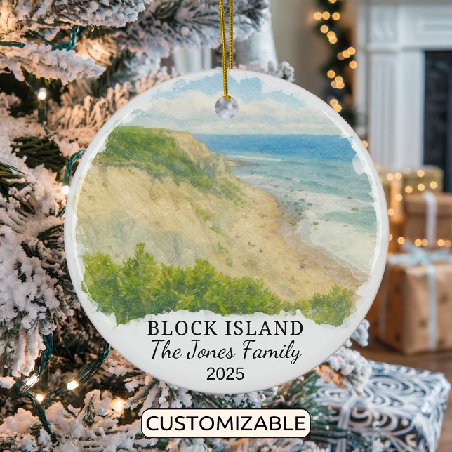 Personalised Block Island Ornament, Rhode Island Ceramic Ornament (Creator Uploaded)
