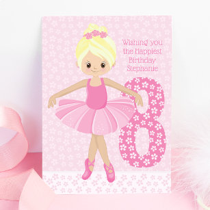Personalised Blonde Ballerina Birthday Card