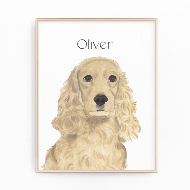 Personalised Blonde Tan Golden Cocker Spaniel Art Photo Print (Creator Uploaded)