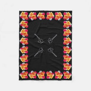 Personalised Blooming Roses Motif Fleece Blanket