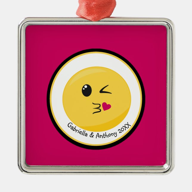 Personalised Blowing A Kiss Love Emoji Ornament (Front)