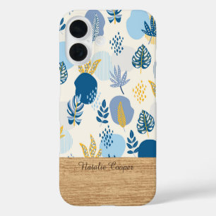 Personalised Blue Abstract Botanical iPhone Case