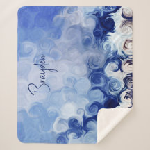 Personalised Blue Abstract Circles Sherpa Blanket