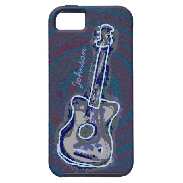 personalised blue acoustic guitar Case-Mate iPhone case (Back)