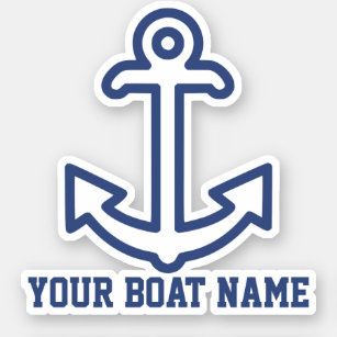 Personalised Blue Anchor Boat Decal Sticker