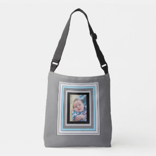 Personalised blue and black baby photo Tote Bag