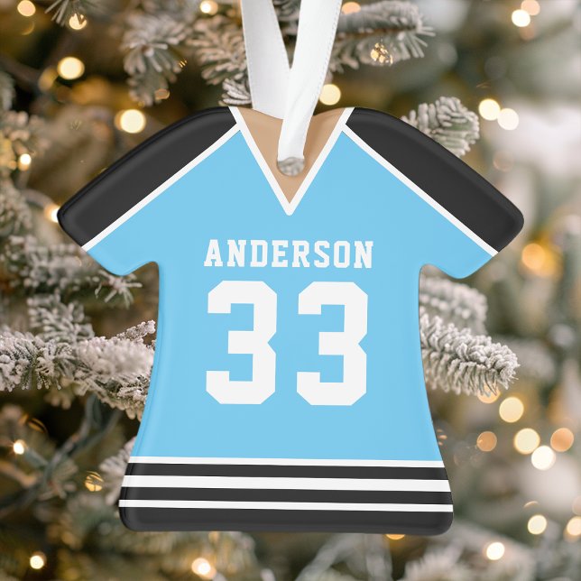 Personalised Blue and Black Hockey Jersey Ornament (Creator Uploaded)