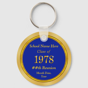 Personalised Blue and Gold Class Reunion Gifts Key Ring