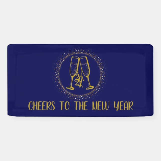 Personalised Blue and Gold New Year’s Eve Party  Banner (Horizontal)