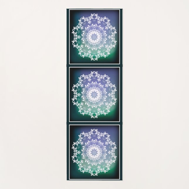Personalised Blue and Green Abstract Zen Mandala Yoga Mat (Front)