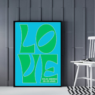 Personalised Blue and Green LOVE Nursery Poster