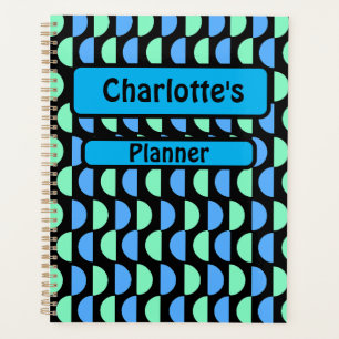 Personalised Blue and Green Patterned Planner