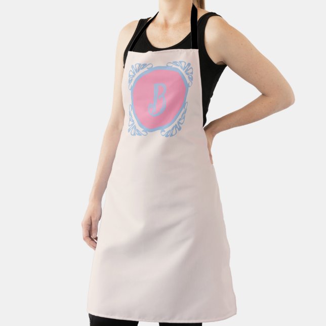 Personalised Blue and Pink All-Over Print Apron (Insitu)
