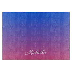 Personalised blue and pink ombre gradient cutting board