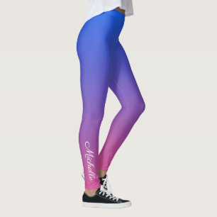Personalised blue and pink ombre gradient leggings