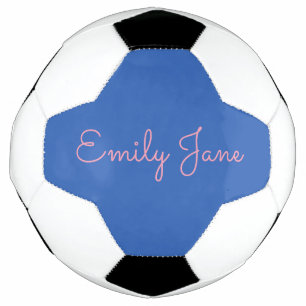 Personalised Blue and Pink Script Name Custom Soccer Ball