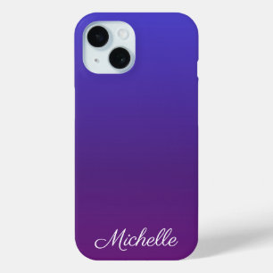 Personalised blue and purple ombre iPhone 15 case