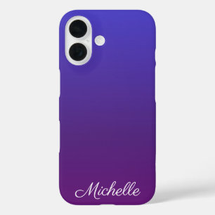 Personalised blue and purple ombre iPhone 16 case