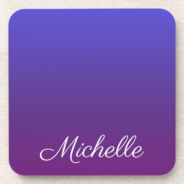 Personalised blue and purple ombre coaster (Front)