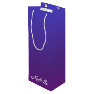 Personalised blue and purple ombre wine gift bag