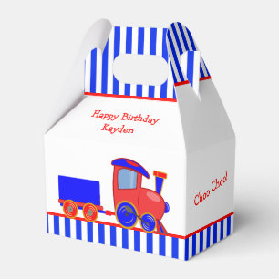 Personalised Blue and Red Train Birthday Favour Bo Box