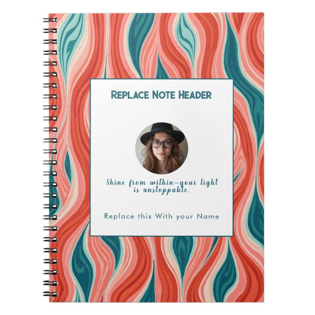 Personalised Blue and Red Wave Patterned  Notebook (Front)