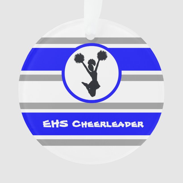Personalised Blue and Silver Cheerleader Ornament (Front)