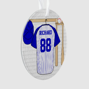 Personalised Blue and White Baseball Jersey Ornament