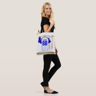Personalised Blue and White Baseball Jersey Tote Bag