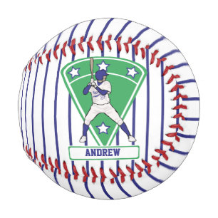 Personalised blue and white baseball star design