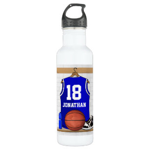 Personalised Blue and White Basketball Jersey 710 Ml Water Bottle