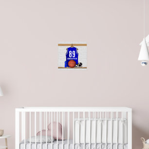 Personalised Blue and White Basketball Jersey Poster