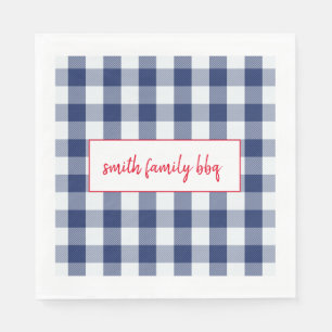 Personalised Blue and White Buffalo Plaid Napkin