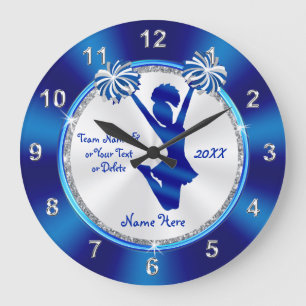 Personalised Blue and White Cheerleader Wall Decor Large Clock
