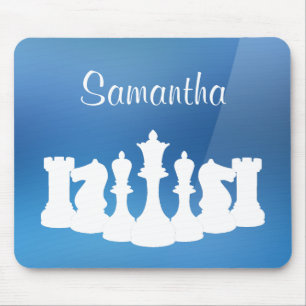 Personalised Blue and White Chess Mousepad